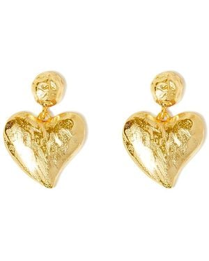 Freqnc Atelier Amor Heart Drop Earrings - Metallic