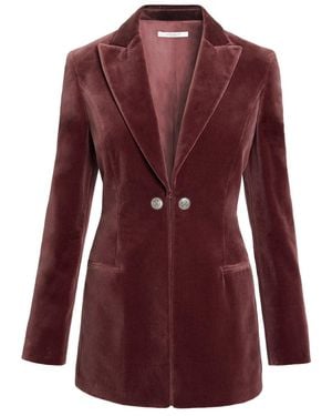 Santorelli Milli Long Velvet Jacket - Red