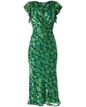 SACHA DRAKE Fleur De Lys Midi Dress - Green