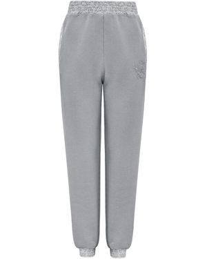 Mandragora Cotton Joggers With Jacquard Detailing - Grey