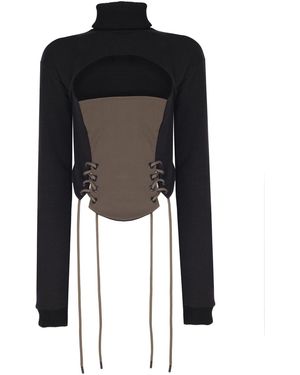 No'design Corset Detail Khaki Sweatshirt - Black