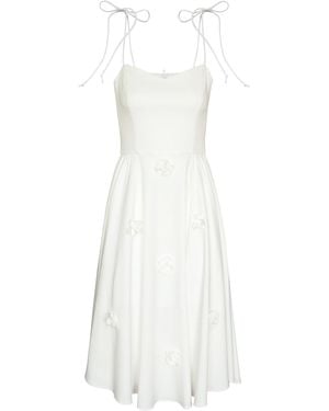 2KStyle Another Gathered Hand-Embellished Crepe Midi Dress - White
