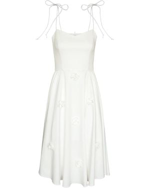 2KStyle Another Gathered Hand-Embellished Crepe Midi Dress - White