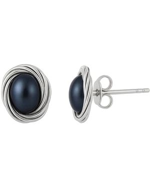 Pearl Code Formal Rice Pearl Stud Earrings - Blue