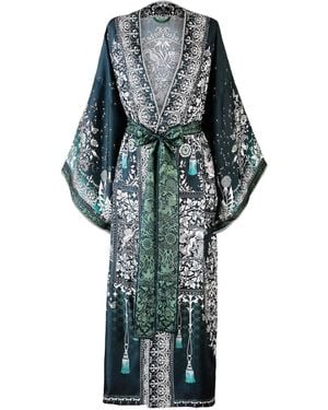 Silk&Soul Tree Of Life Silk Robe - Gray