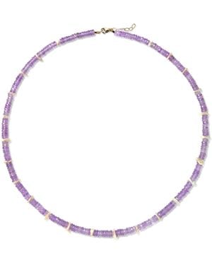 Bombyx House Birthstone February Amethyst Pearl Station Necklace - Metallic
