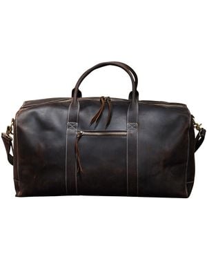Touri Genuine Leather Duffel Travel Bag - Black