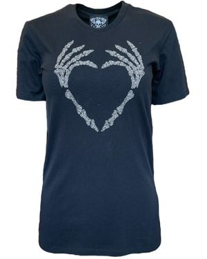 Any Old Iron Beaded Skull Heart T-Shirt - Blue