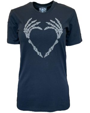 Any Old Iron Beaded Skull Heart T-Shirt - Blue
