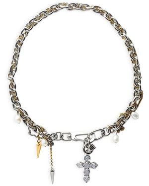 Kirei Divine Disorder Necklace – Cross With Intertwined Chains - Metallic
