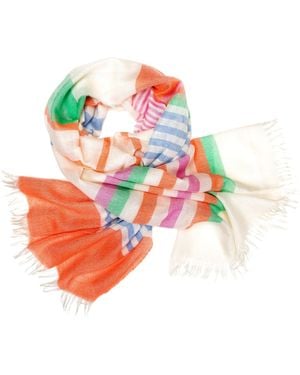 Kinalba Weekender Capri Stripe Cashmere & Silk Scarf - Red