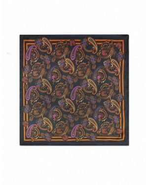 Gresham Blake Paisley Silk Pocket Square - Brown