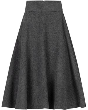 Nikka Place Wool Midi Skirt With High Waist & Pockets - Grey