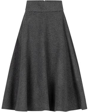 Nikka Place Wool Midi Skirt With High Waist & Pockets - Grey