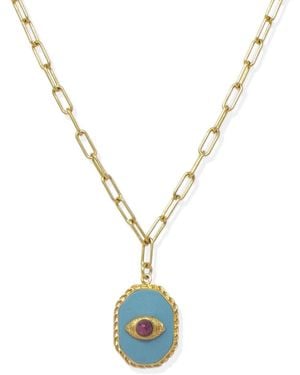 Vintouch Italy Evil Eye Amulet Necklace With Ruby - Metallic