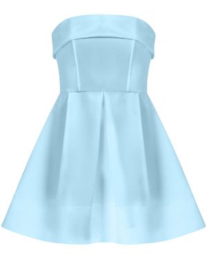 Tia Dorraine Wild Flower Flared Satin Mini Dress - Blue