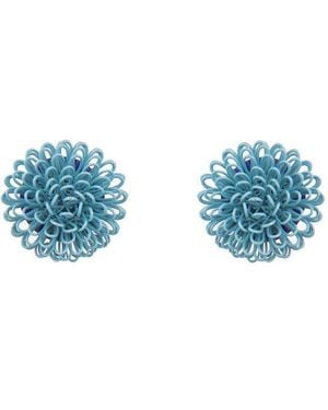 Pats Jewelry Light Single Clip Pompom Earrings - Blue