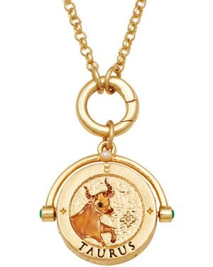 Fable England Taurus Zodiac Spinner Necklace - Metallic