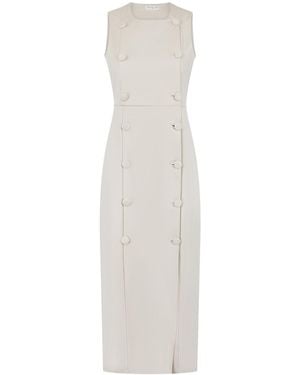Celestine & Mae Neutrals Tailored Button Down Midi Dress - White