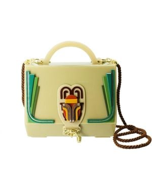 Gissa Bicalho Neutrals Handmade Acrylic Clutch Chest Scarab Topaz - Green