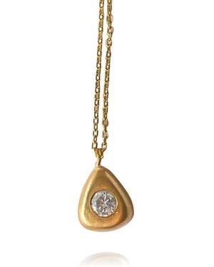 LINYA JEWELLERY Aura Minimal Stone Drop Necklace - Metallic