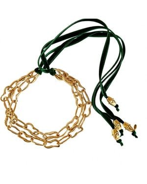 Persia Dona Jewelry Art Chain X Emerald Velvet Necklace - Black