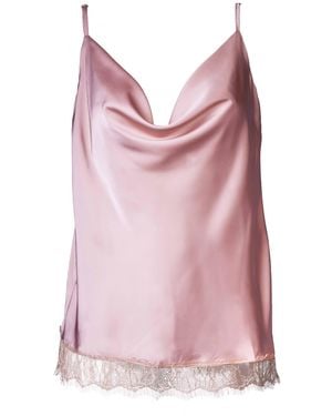Noblesse Oblige Nude Lace Trimmed Cowl Neck Camisole - Pink