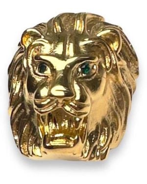 Jagged Halo Jewelry Lann Lion Head Ring - Metallic