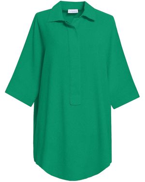 Perlavera Pinoly Hidden Placket Three Quarter Sleeve Tunic - Green