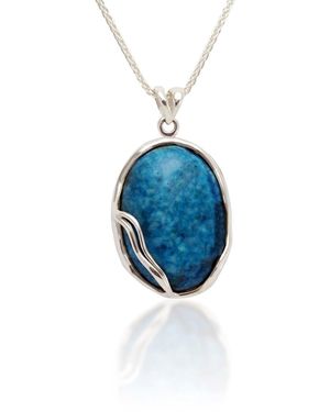 Isla Silver Organic Sterling Agate Pendant Necklace - Blue