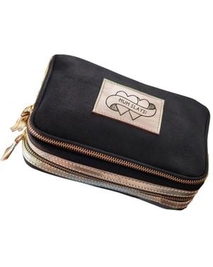 VIDA VIDA Mum Leather Trim Make-Up And Brush Bag - Black