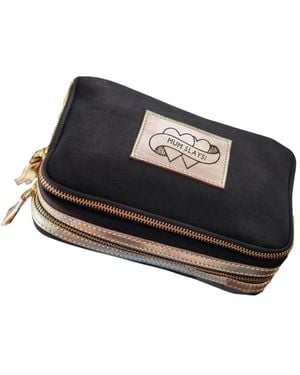 VIDA VIDA Mum Leather Trim Make-Up And Brush Bag - Black
