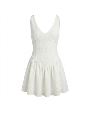 Modenaire Textured Mini Dress Fluid Drop Waist - White
