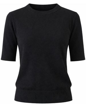 Nuvv Collection Cashmere And Wool Blend Short Sleeve Jumper – Premium Italian Yarn - Black
