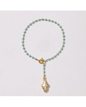 Alexie of Athens Delphi Freshwater Pearl Cross Bracelet - Brown