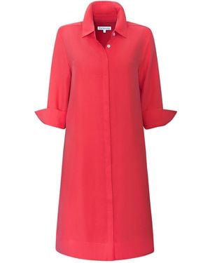 Perlavera Fanny Coral Three Quarter Sleeve Length Missy Fit Midi Dress - Red
