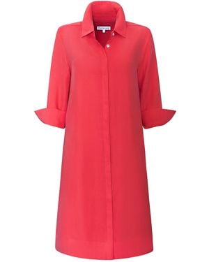 Perlavera Fanny Coral Three Quarter Sleeve Length Missy Fit Midi Dress - Red