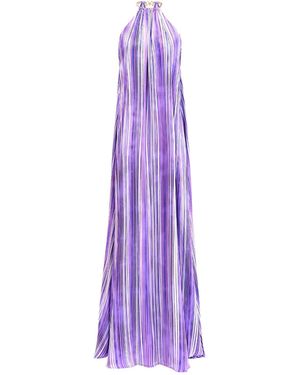 Kargede Silk Satin Halter Maxi Dress - Purple