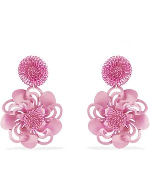 Pats Jewelry Pompom Flower Earrings - Pink