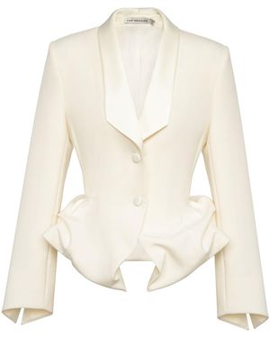 POST MERIDIEM Milk Jacket With An Airy Peplum - White