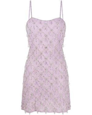 Oceanus Arabella Hand Beaded Crystal Dress Lilac - Purple