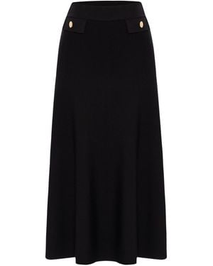 Peraluna Vivien Midi Flared Knit Skirt - Black