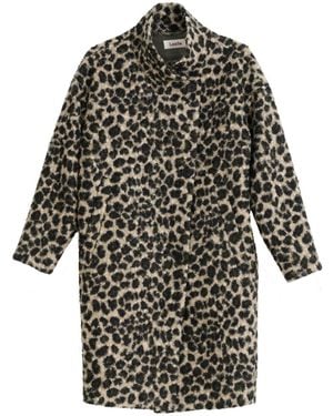 Louche Donalda Animal Funnel Neck Coat - Black