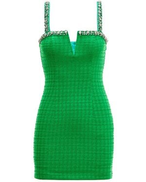 Nissa Embellished Bouclé Mini Dress - Green
