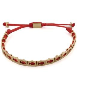 Ebru Jewelry Lucky Fish Woven String Bracelet - Red