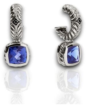 Daneila Léon Sterling Cushion-Cut Sapphire Earrings - Blue