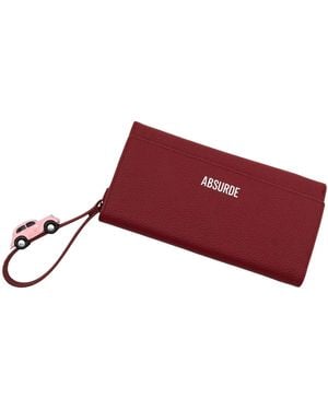 Absurde Parking Burgundy Leather Bifold Wallet - Red