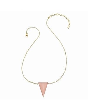 Heather Hawkins Jewelry True Love Waits Elongated Triangle Semi-Precious Large Gemstone Necklace - White
