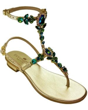 DAMAPREZIOSA Lucrezia Flat Sandal With Crystals - Metallic