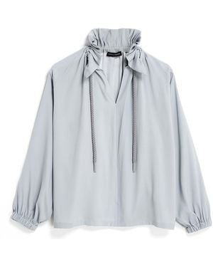 Manakaa Project Collar Blouse Silk - Blue